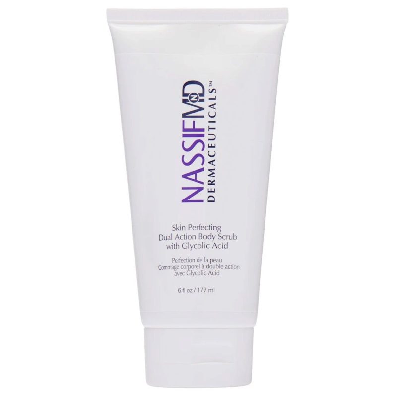skin perfecting dual action face and body scrub with 10% glycolic acid